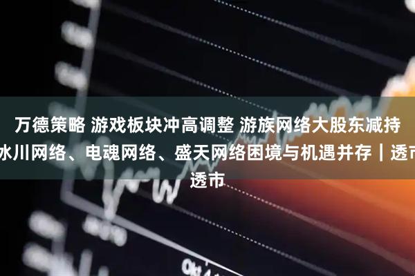 万德策略 游戏板块冲高调整 游族网络大股东减持 冰川网络、电魂网络、盛天网络困境与机遇并存｜透市